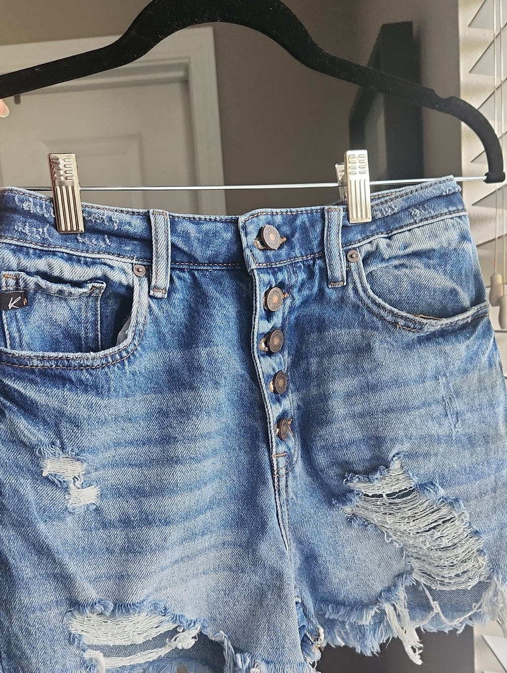 KanCan Ripped High-Waist Button-Fly Women’s Denim Shorts